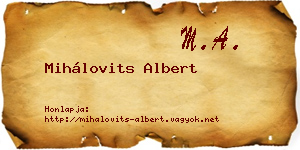 Mihálovits Albert névjegykártya